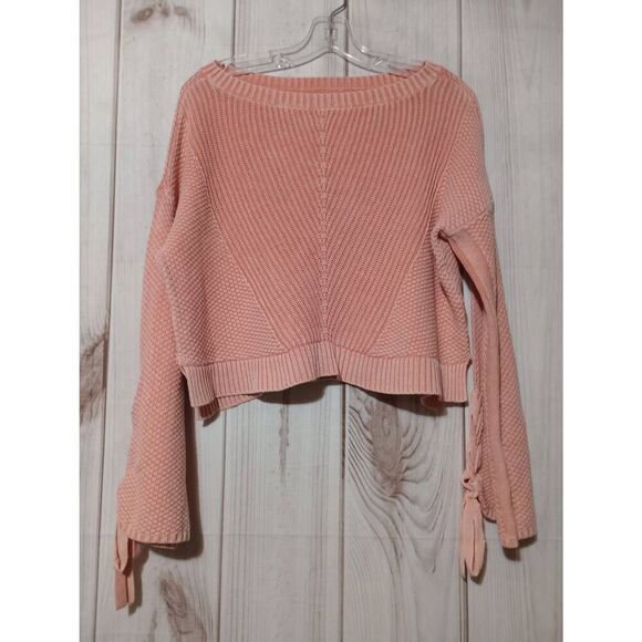 Hollister Sweater Ladies Small Peach Crapped‎ Wide Sleeve Boat Neck Light Weight - Picture 1 of 9